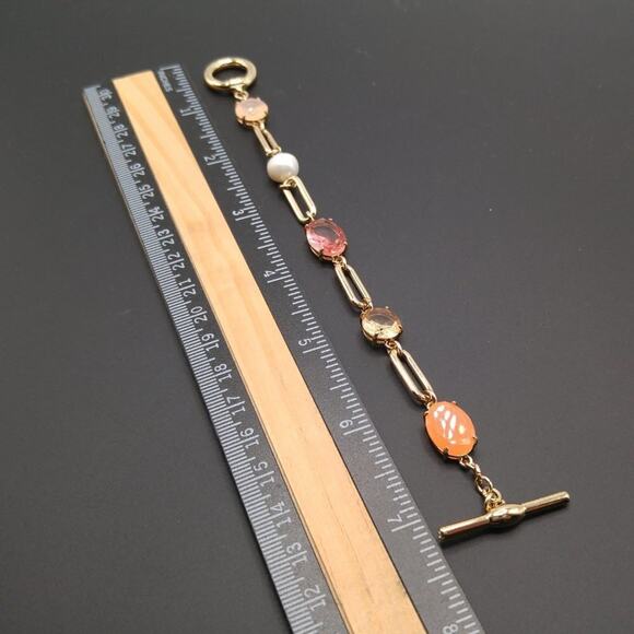 Lauren Ralph Lauren Mixed Stone Cultured Freshwater Pearl Chain Link Bracelet - Picture 5 of 7